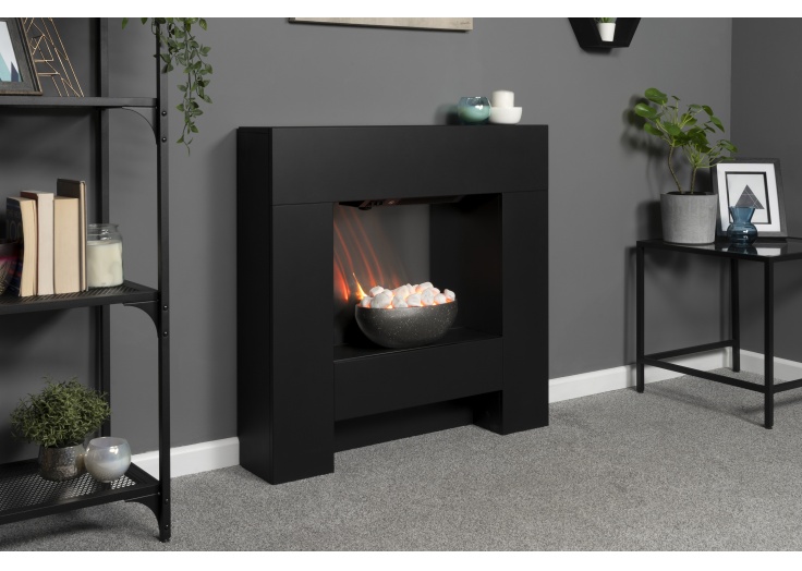 Adam Cubist Electric Fireplace Suite In Black 36 Inch Fireplace