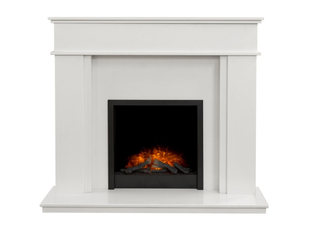 Portland White Marble Fireplace With, Marble Surround Fireplace With Electric Fire
