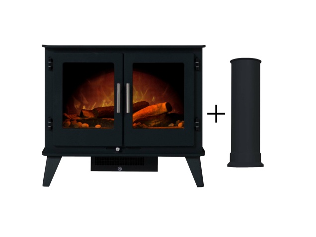 acantha-adana-electric-stove-in-charcoal-grey-with-straight-stove-pipe