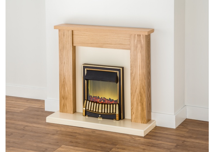Adam New England Fireplace Suite In Oak With Elan Electric Fire In
