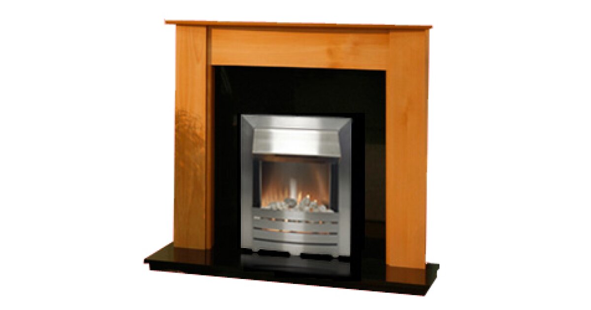 Adam Capri Fireplace In Beech And Black Granite With Helios