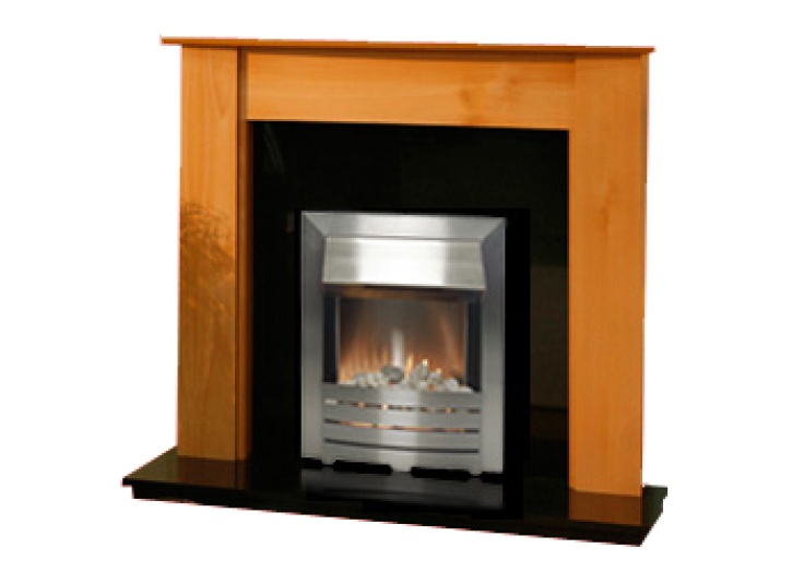 Adam Capri Fireplace In Beech And Black Granite With Helios