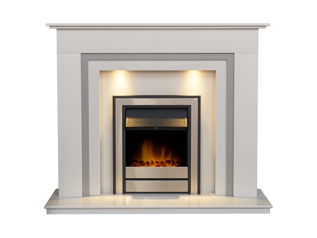 acantha-austin-crystal-white-grey-marble-fireplace-with-downlights-argo-electric-fire-in-brushed-steel-54-inch