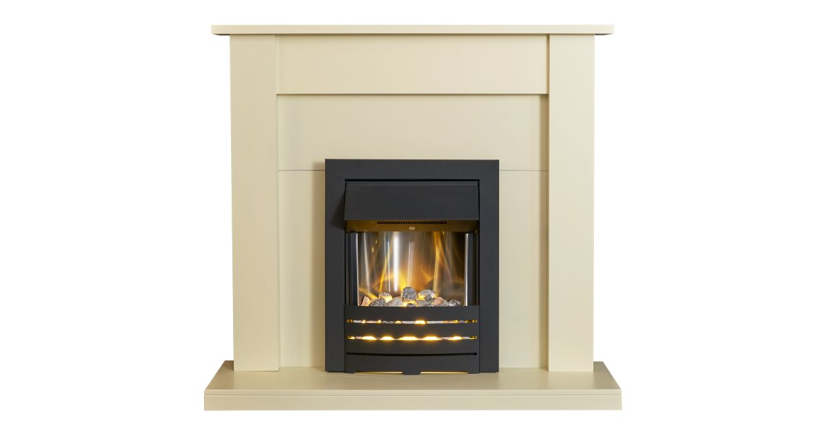 Adam Sutton Fireplace In Cream Black With Helios Electric Fire 43 Inch World - Even Glow Electric Fireplace