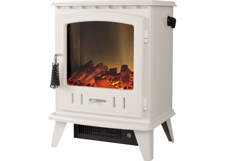 Adam Aviemore Electric Stove In Cream Enamel With Angled Stove