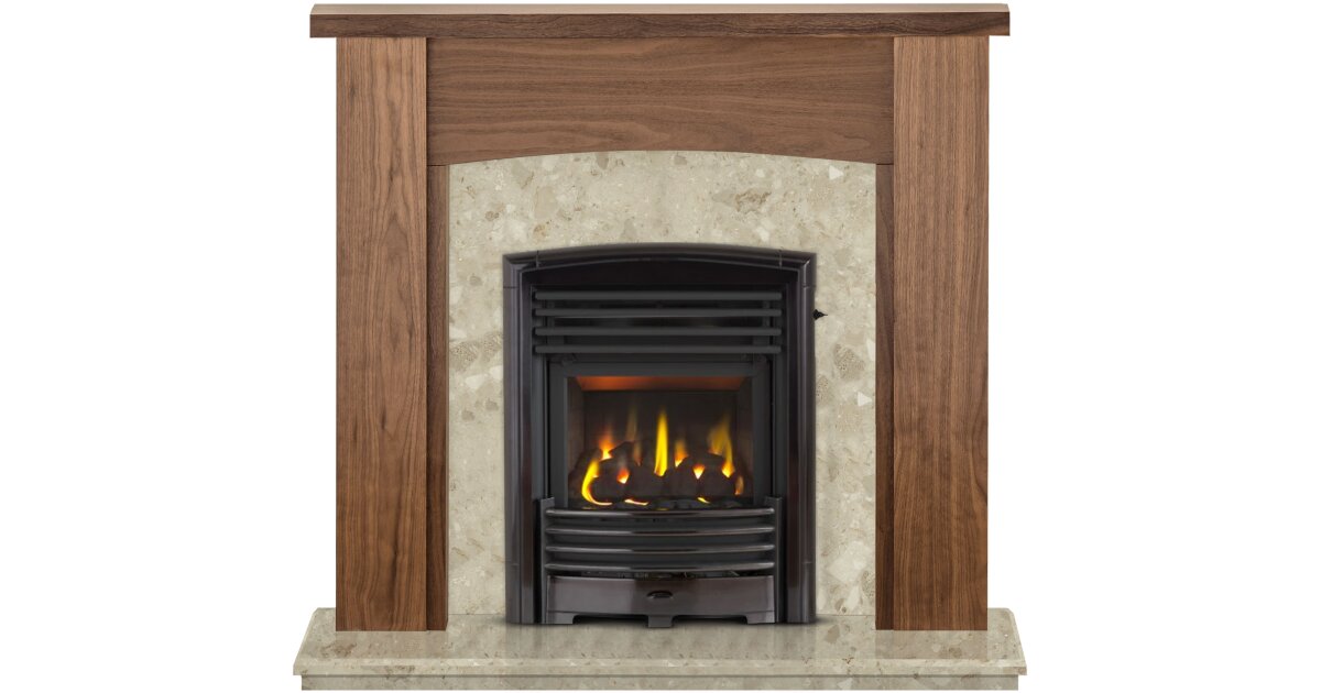 The Stanford In Walnut Botticino With Valor Petrus Homeflame