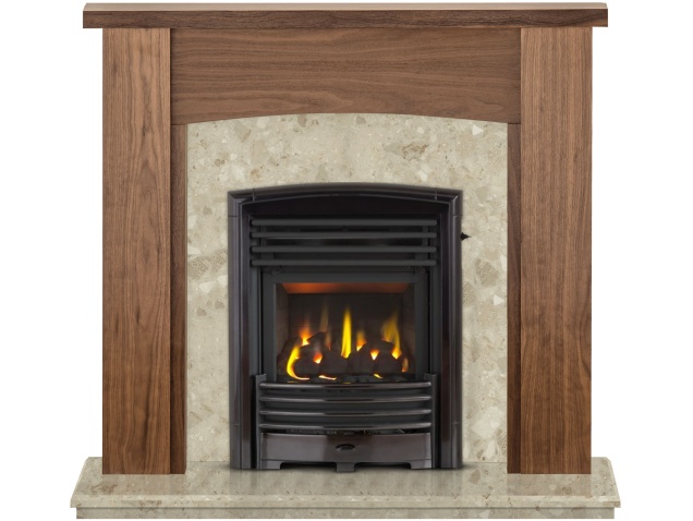 The Stanford In Walnut Botticino With Valor Petrus Homeflame