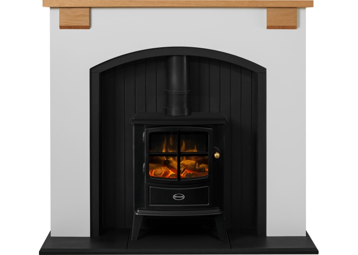 Adam Vermont Stove Suite in Cream with Dimplex Brayford Electric Stove in  Black, 48 Inch | Fireplace World