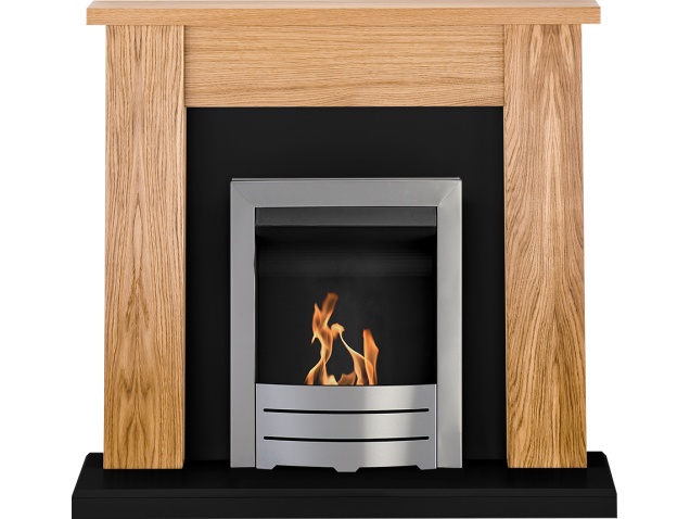Adam New England Fireplace Suite Oak Black With Colorado Bio
