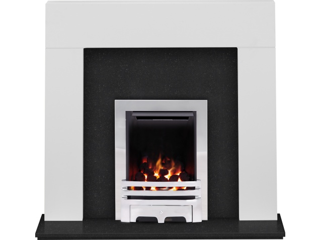 The Miami In Pure White Granite With Crystal Gem Gas Fire In