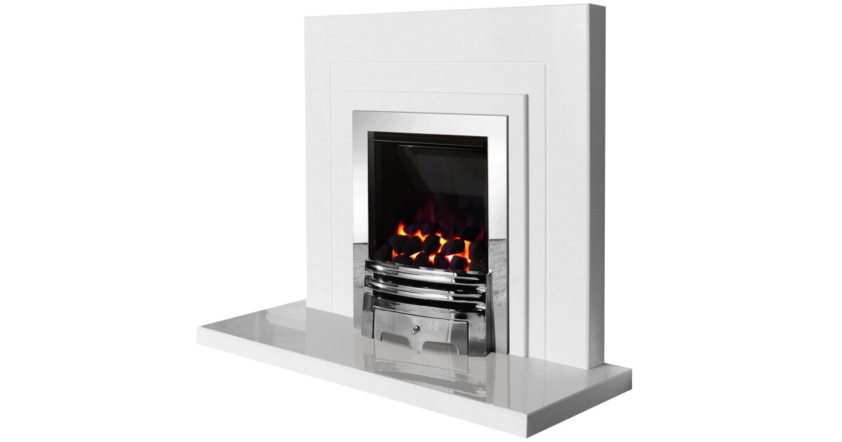 The Belair Fireplace In White Stone With Diamond Gas Fire In