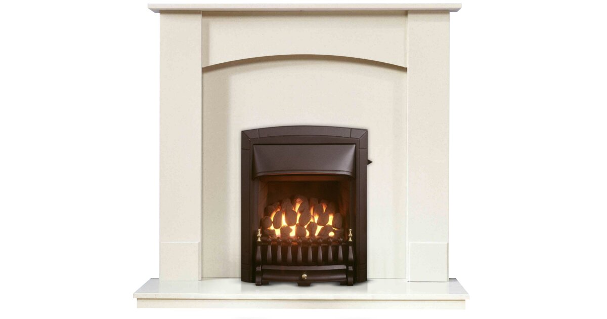 The Oxford Fireplace In Marfil Stone Valor Dream Full Depth Convector Gas Fire In Black 48 Inch Fireplace World