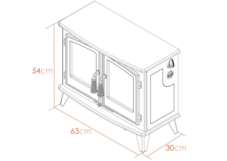 Adam Woodhouse Electric Stove in Black with Angled Stove Pipe