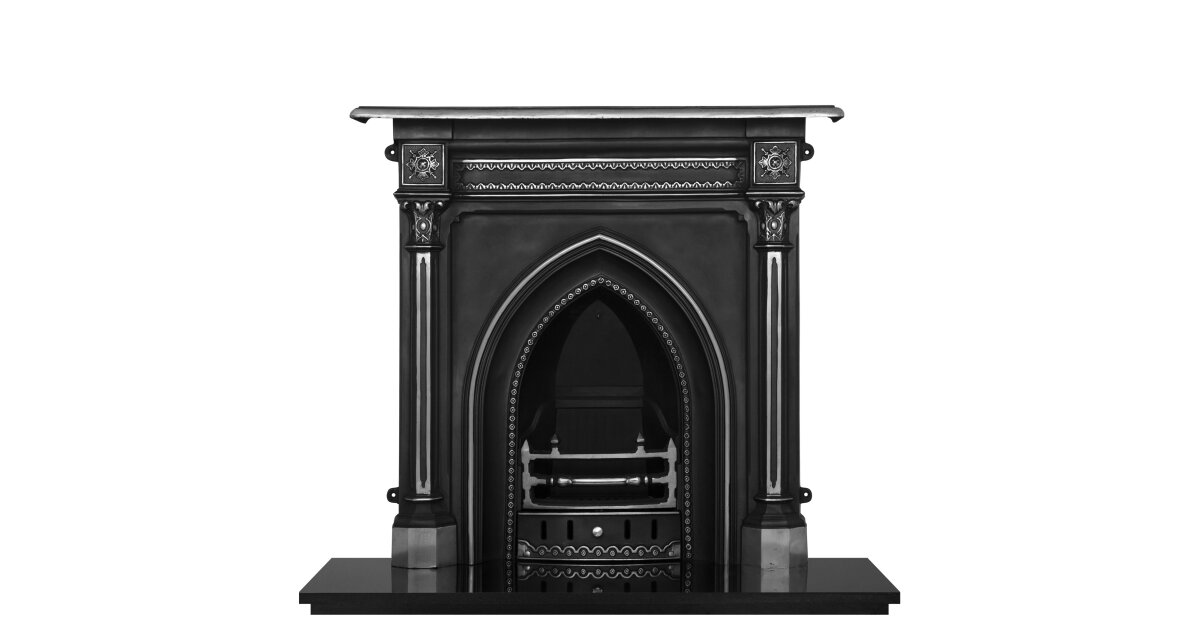 The Gothic Cast Iron Combination Fireplace In Highlight Polish By