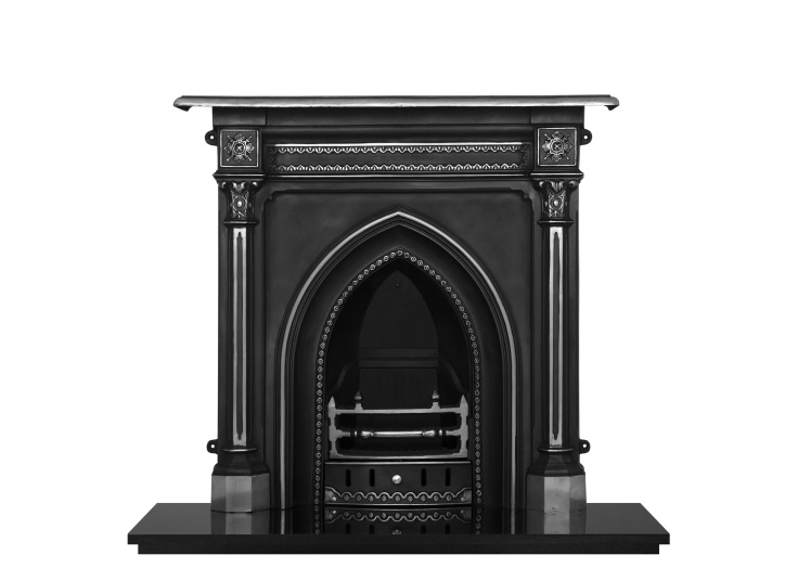 The Gothic Cast Iron Combination Fireplace In Highlight Polish By