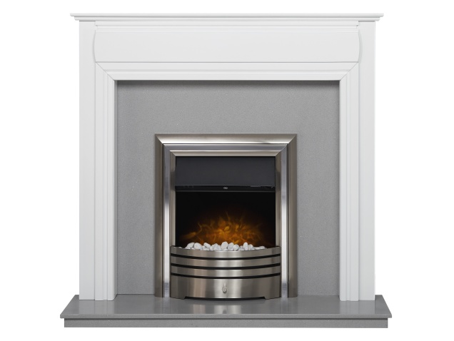 Honley Fireplace In Pure White, Marble Surround Fireplace With Electric Fire