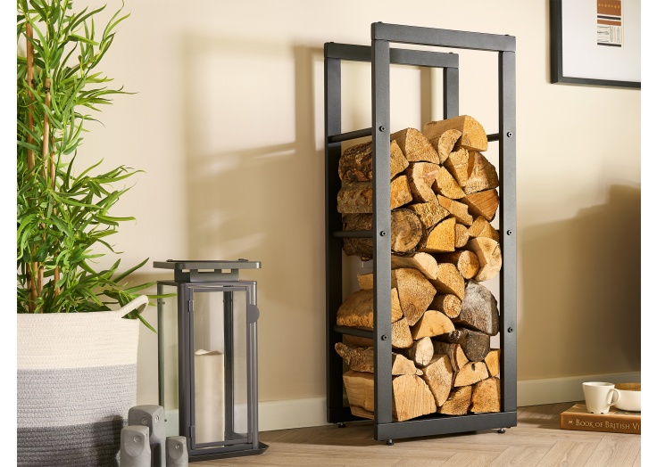 Vertical Metal Log Carrier Vertical Log Rack Tall Black Firewood